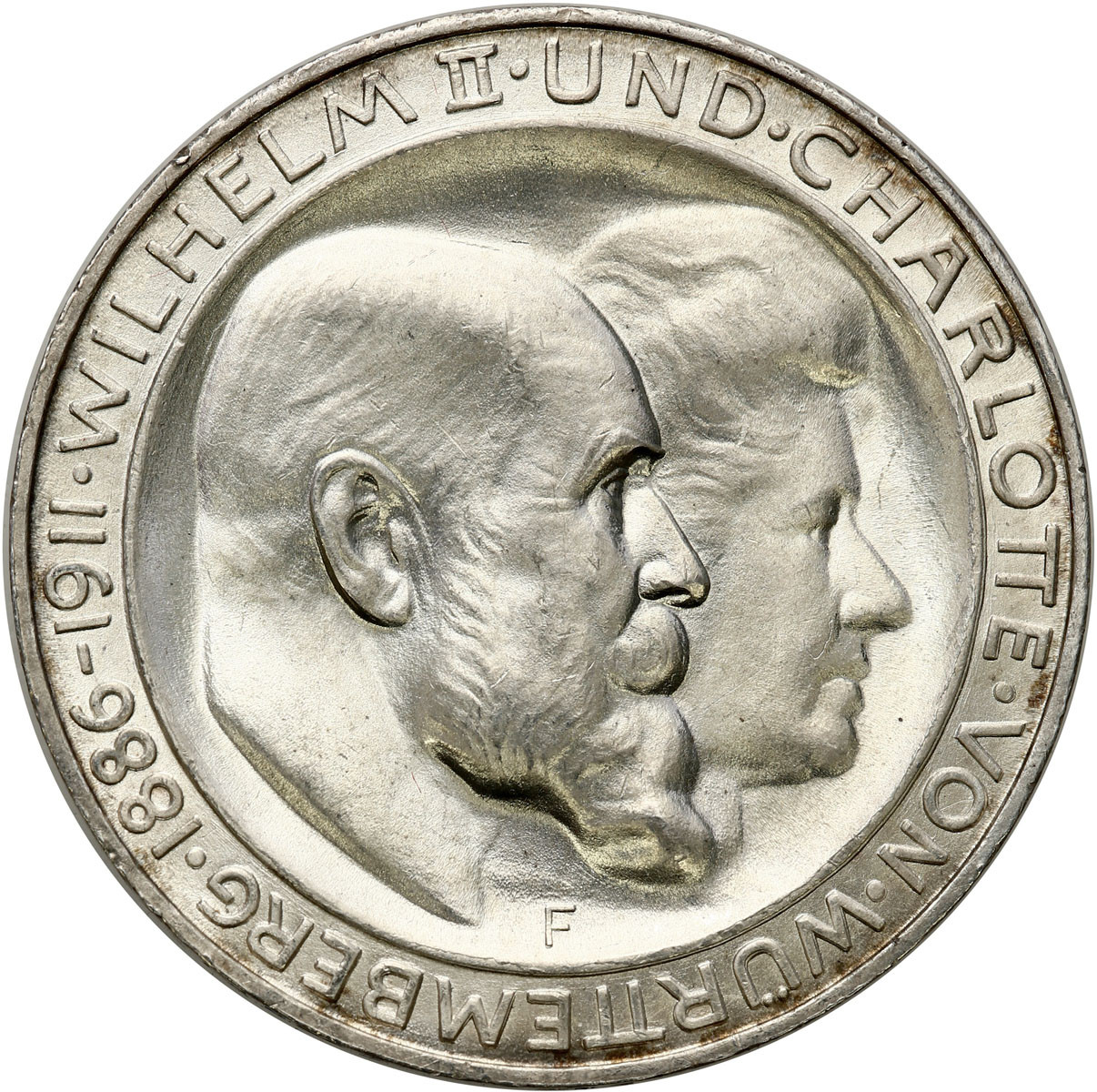 Niemcy, Wirtembergia. 3 marki 1911 F, Stuttgart - PIĘKNE
